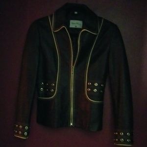 Ladies XS Pamela McCoy Black Leather Jacket